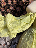 Grass Green Lace Flower Opening Ceremony Skirt Satin Floor-Length Wedding Dress HZ1022