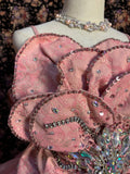 Pink Heavy Flower Beaded Rhinestone A-Line Wedding Dress HZ1022