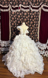 Elegant 3D Flower Off-shoulder Wavy Skirt Wedding Dress HZ1022