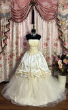 Elegant Magnolia Beaded White Satin Tulle Wedding Dress with Train HZ1022