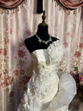 Gorgeous Strapless 3D Flower White Mermaid Floor-Length Wedding Dress HZ1022