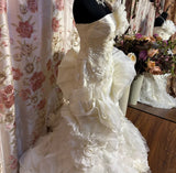 Gorgeous Strapless 3D Flower White Mermaid Floor-Length Wedding Dress HZ1022