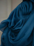 Elegant Blue One Shoulder Tulle Floor Length Wedding Dress HZ1022