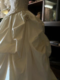 Elegant white one-shoulder 3D floral corset fluffy floor-length wedding dress HZ1022