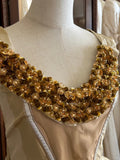 Princess Gold Rose Herringbone Waist Beaded Pleated Skirt Wedding Dress HZ1022