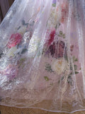 Dreamy Pink Heavy Tulle 3D Flower Lace Floor-Length Wedding Dress HZ1022