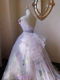 Dreamy Pink Heavy Tulle 3D Flower Lace Floor-Length Wedding Dress HZ1022