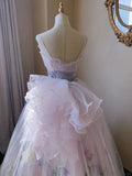 Dreamy Pink Heavy Tulle 3D Flower Lace Floor-Length Wedding Dress HZ1022