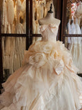 Princess Fishbone Tube Top Heavy Bow Rose Floor-Length Wedding Dress HZ1022