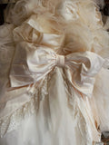 Princess Fishbone Tube Top Heavy Bow Rose Floor-Length Wedding Dress HZ1022