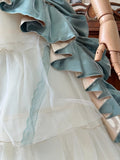 Elegant blue sweetheart neckline white cake skirt tulle floor-length wedding dress HZ1022