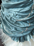 Elegant blue sweetheart neckline white cake skirt tulle floor-length wedding dress HZ1022