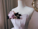 Dreamy and Elegant Lilac Strapless Herringbone 3D Flower Floor-length Wedding Dress HZ1022