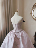 Dreamy and Elegant Lilac Strapless Herringbone 3D Flower Floor-length Wedding Dress HZ1022