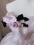 Dreamy and Elegant Lilac Strapless Herringbone 3D Flower Floor-length Wedding Dress HZ1022