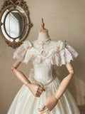 Vintage Elegant White Satin Pink Lace Princess Skirt Wedding Dress HZ1022