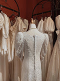 Roman Holiday Long Sleeve Lace Button Mermaid Train Wedding Dress HZ1022