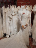 Roman Holiday Long Sleeve Lace Button Mermaid Train Wedding Dress HZ1022
