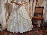 Retro Round Neck Furry 3D Flower Puff Sleeve A-Line Princess Wedding Dress HZ1022