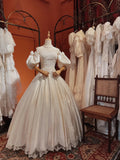 Simple One Shoulder Butterfly Sleeve Satin Lace Hem Wedding Dress HZ1022