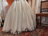 Simple One Shoulder Butterfly Sleeve Satin Lace Hem Wedding Dress HZ1022