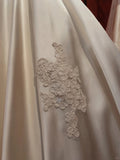 Simple One Shoulder Butterfly Sleeve Satin Lace Hem Wedding Dress HZ1022