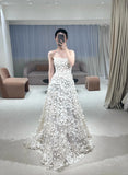 Designer Strapless Lace Wedding Dress with All-over Appliques HZ1022