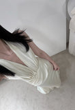 Simple White Satin Halter V-Neck Mermaid Wedding Dress HZ1022