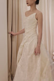 Chic asymmetric bust satin tulle wedding dress with slit skirt HZ1022