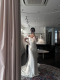 Elegant One Shoulder Satin Mermaid Train Wedding Dress HZ1022