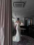 Elegant One Shoulder Satin Mermaid Train Wedding Dress HZ1022