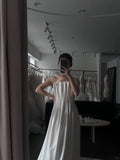 Elegant Bud Piano Key Pleated Pearl Satin Train Wedding Dress HZ1022