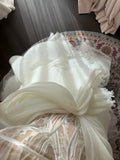 Beautiful white lace herringbone irregular skirt wedding dress HZ1022