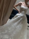 Gentle tube top lace pattern simple wedding dress HZ1022