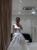 Gentle tube top lace pattern simple wedding dress HZ1022