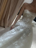 Gentle tube top lace pattern simple wedding dress HZ1022