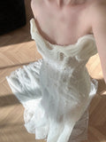Elegant White Mermaid Wedding Dress with Wavy Beaded Lace and Train HZ1022