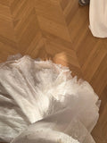 Elegant White Mermaid Wedding Dress with Wavy Beaded Lace and Train HZ1022