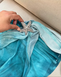 Gradient Blue Halter Neck Lace-Up Slim Starfish Homecoming Dress HZ1022