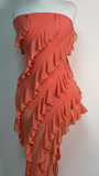 Unique orange tube top ruffled irregular skirt homecoming dress HZ1022