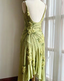 Stunning Green Strappy Embroidered Beaded Chiffon Homecoming Dress HZ1022