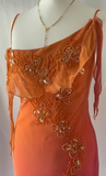 Vintage Orange Beaded Strap Bias-Cut Chiffon Homecoming Dress HZ1022