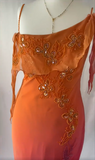 Vintage Orange Beaded Strap Bias-Cut Chiffon Homecoming Dress HZ1022