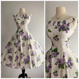 Vintage Round Neck Sleeveless Floral Handle A-Line Homecoming Dress HZ1022