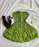 Chic Green Herringbone Lace Tube Top Bud Skirt Mini Homecoming Dress HZ1022