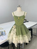 Vintage Green Strapless Ombre Tulle Mini Homecoming Dress HZ1022