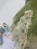 Vintage Green Strapless Ombre Tulle Mini Homecoming Dress HZ1022