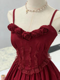 Beautiful red rose strap lace birthday party homecoming dress HZ1022