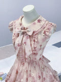 Sweet baby doll collar floral small flying sleeve puffy homecoming dress HZ1022
