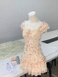 Sweet pink rose pattern A-line homecoming dress HZ1022